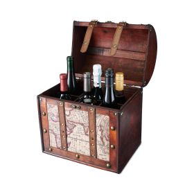6 Bottle Old World Wooden Wine Box Twine