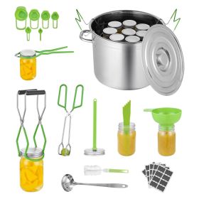 Canning Supplies Starter Kit, 11 Pieces Stainless Steel Water Bath Canning Kit for Beginners, Canning Tools Set: Pot, Rack, Lid, Ladle, Funnel, T