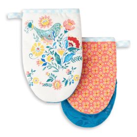 Mazie Cotton Polyester Mini Mitt Set, Multicolor, 5.5"W x 8"L, 2 Piece