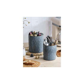 Ocean Utensil Holder, 7.2"+5.8" Ceramic Kitchen Utensil Holder for Countertop, 2 Pieces Cooking Utensil Crocks, Blue