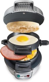 Breakfast Sandwich Maker with Egg Cooker Ring, Customize Ingredients, Perfect for English Muffins, Croissants, Mini Waffles