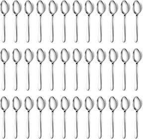 36 Pieces Teaspoons Set (6.2 inch), Spoon Silverware, Stainless Steel Tea Spoons, Mirror Polished Small Teaspoon, Dessert Spoons for Home, Kitche