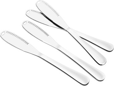 Better Butter Spreader With Holes - Stainless Steel Set of 4, Slicer Cutter, Curler for Cold Butter - 3 in 1 Kitchen Utensils (Silver)