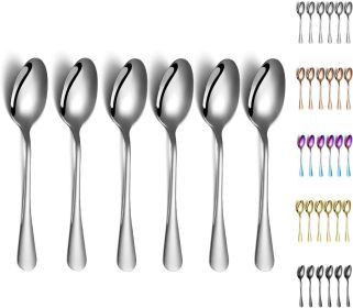Dinner Spoons, 6 Pieces 7.5" Stainless Steel Table Spoon, Soup Spoons, Dessert Spoons Dishwasher Safe Set of 6