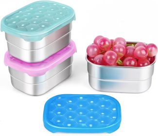 Snack Pro - Small (1 CUP) Stainless Steel Snack Containers for Kids | Easy Open Leak Proof Food Containers with Silicone Lids - Perfect Metal Tod