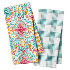 Folk Geo Kitchen Towel Set, Multicolor, 16"W x 28"L, 2 Piece
