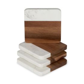 Marble & Acacia Coasters Twine (Set of 4)