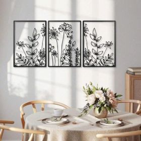 CIFbuy Modern Boho Floral Wall Art Set Of 3 Minimalist Canvas Prints For Living Room Bedroom Office Decor TikTok, Temu Pick-up Service (Option: Defaulttitle)