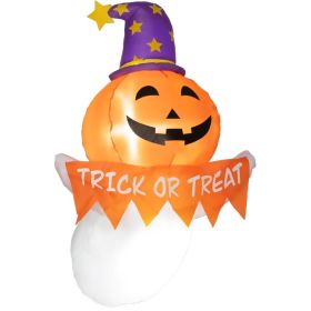 3.4ft Inflatable Halloween Window Sticker Ghost with Orange Face, Blow Up LED  Display for Garden Indoor Outdoor (Option: Orange-160x160x120 mm)
