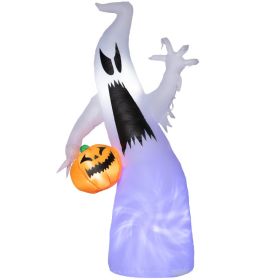 5.9' Halloween LED Yard Decor Ghost with Pumpkin, Blow Up Inflatable Outdoor Decoration, Waterproof (Option: White-220x220x160 mm)