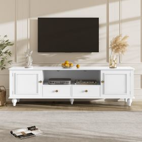 VIBE HAUS 70.9 Modern TV Stand For TVs Up To 80 Inches, Entertainment Center With Open Compartment, TV Storage Cabinet With 2 Drawers, 2 Cabinets (Option: White)