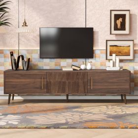 Mid Century TV Stand With 2 Drawers, Media Console Table For TVs Up To 80'', Entertainment Center With Storage For Living Room, Bedroom, Home The (Option: Walnut)