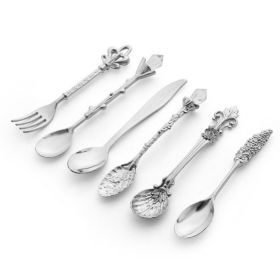 Vintage Mini Coffee Spoons Suit For Coffee Fruit Dessert (Color: Silver, Type: Cutlery Sets)