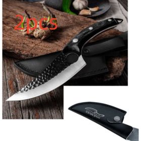 Slaughter Cutting Meat Boning Small Scimitar Special Skinning Killing Pigs Butcher (Option: Sheath-Black-2pcs)